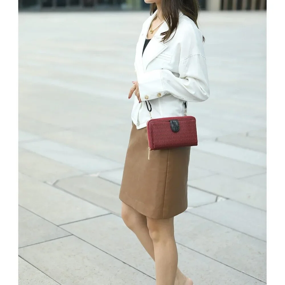 Women's Vegan Leather Crossbody Phone Bag Wallet Purse Handbag